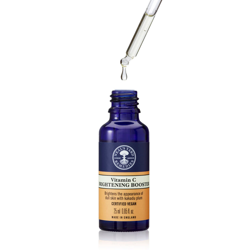 Neal's Yard Vitamin C Brightening Booster for Face with Kakadu Plum, Hydrating Hyaluronic Acid, Illuminates & Helps Even Skin Tone, Cruelty Free, 25mL Brightening Vitamin C