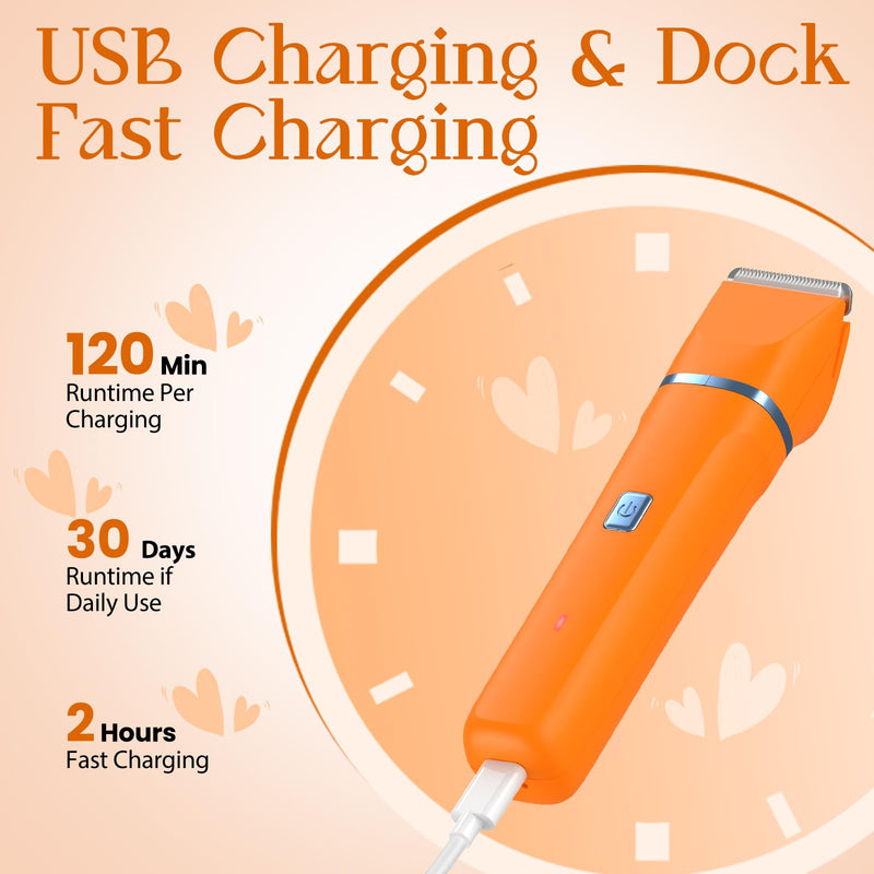 Facial Hair Removal for Women - Waterproof 2 in1 Rechargeable Eyebrow Facial Trimmer and Bikini Trimmer for Women, Painless Face Electric Razor/Shaver for Lip, Arms, Face, Peach Fuzz