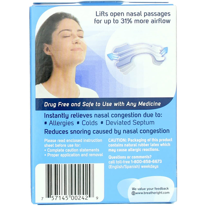 [Australia] - Breathe Right Nasal Strips Clear Sensitive Skin Small/Medium - 30 Strips, Pack of 4 