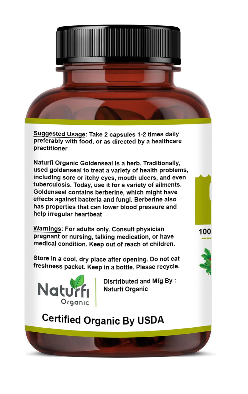 [Australia] - Goldenseal Root Capsules, 90 Capsules, USDA Organic, Lab Tested, Pure Natural Goldenseal Root Powder Supplement 