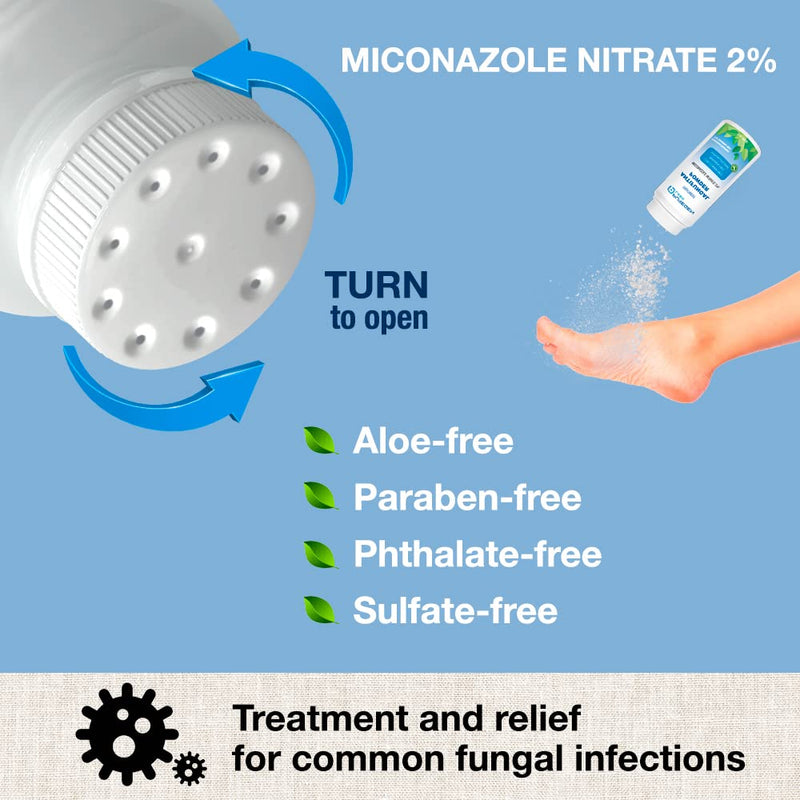 Puregen Labs Antifungal Powder with 2% Miconazole Nitrate for Common Fungal Infections Including Athlete’s Foot, Jock Itch and Ringworm, Talc Free, 3 oz (85g)