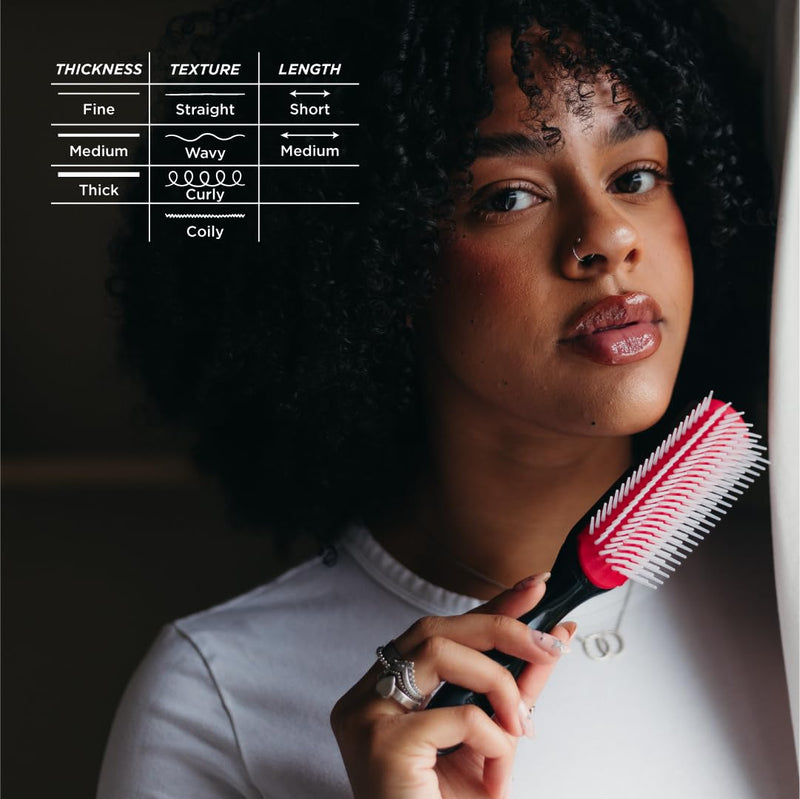 [Australia] - Denman D3 Original Curl Definer & Styler, Curly Hair Brush for Women & Men – 7 Row Detangling & Curl Defining Brush for Smooth Defined Curls - a precision Styling Brush for straight hair Black 