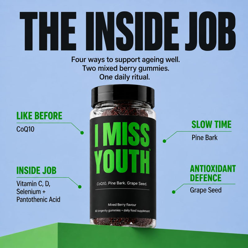 Miss Youth Longevity Gummies | CoQ10, Pine Bark, Grape Seed, Selenium & Vitamin C | Daily Antioxidant & Healthy Ageing Gummies | 60 Vegan Gummies
