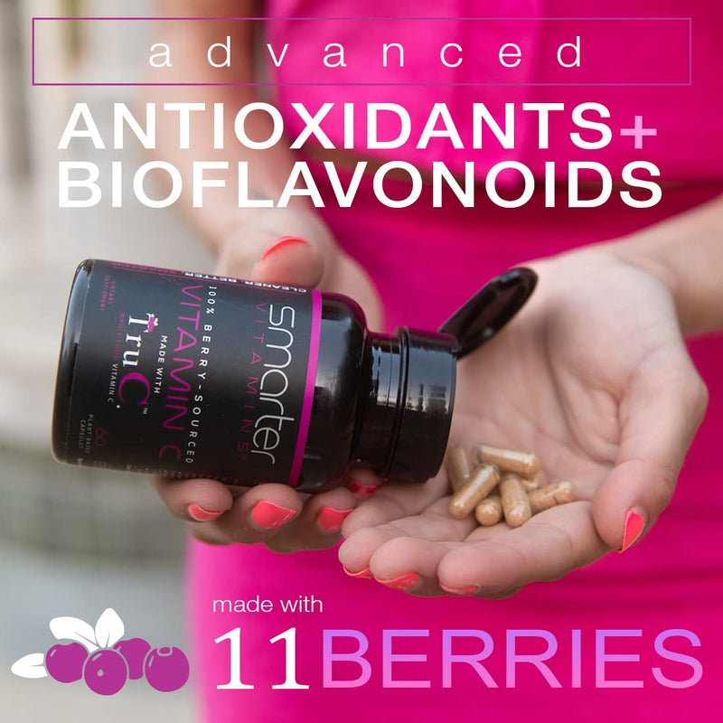 3 Pack Whole Food Vitamin C from 11 Berries with Antioxidants, 180 Capsules | Plant-based TruC with bioflavonoids and polyphenols for immune, collagen and skin support; vegan, non-GMO and easy to digest 3