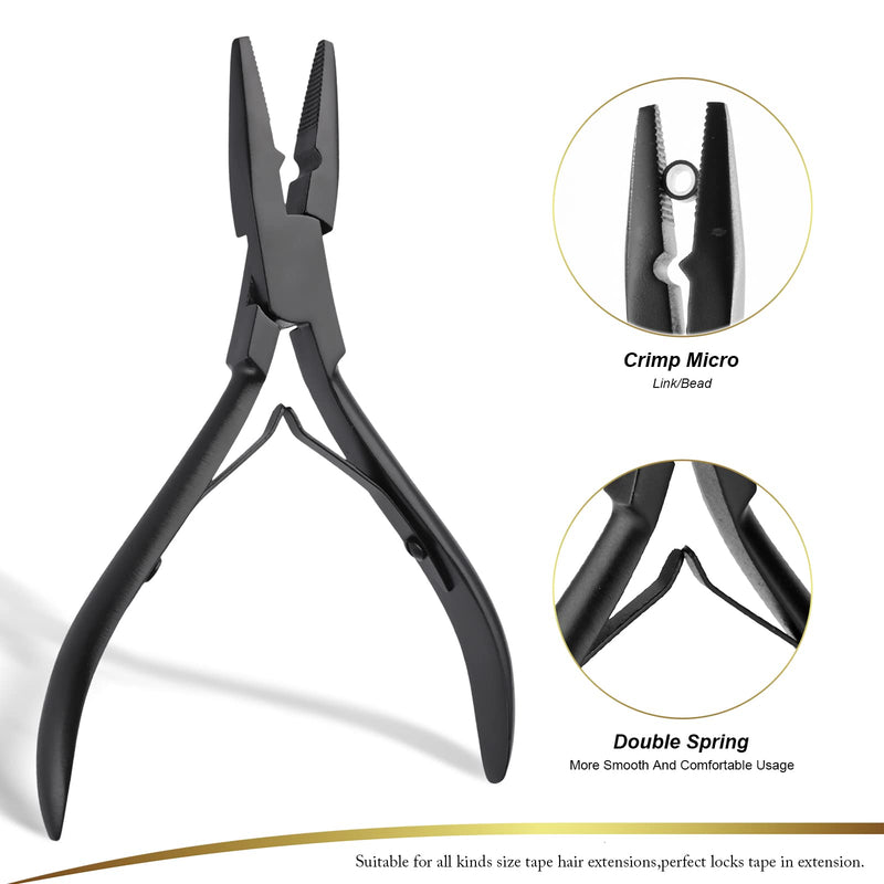 EHDIS Hair Extension Pliers Multi Functional Microlinks Hair Extensions Pliers & Hair Extension Tool for Micro link, Micro Ring, Feather Extension, Beads Closer Tool Kit (Type1) closed plier