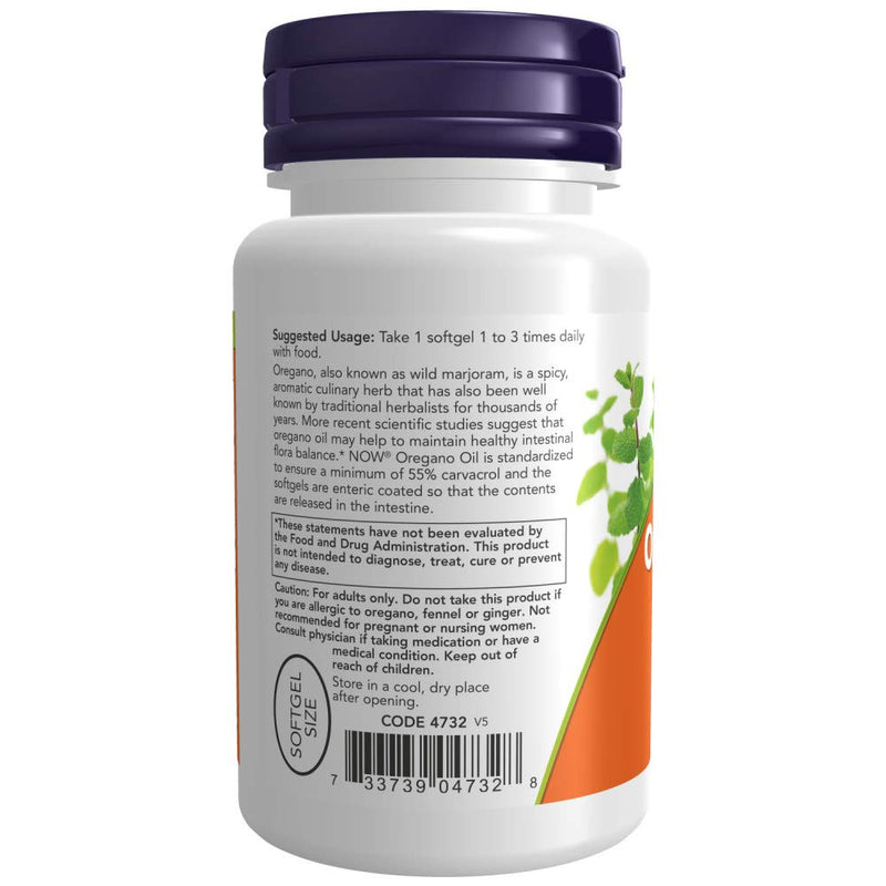 "Now Foods Oregano Oil Enteric Coated Softgels 90 Capsules (Pack of 2)"