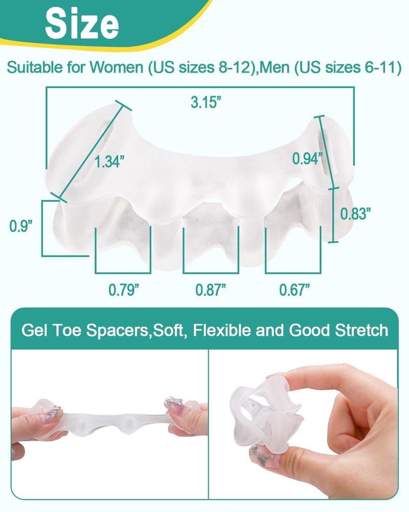 [Australia] - 2Pairs Toe Spacers Silicone Gel Toe Separators Correct Women Men Bunion Toes, Soft Toe Spreaders, Hammer Toes Corrector, Big Toe Straightener for Plantar Fasciitis, Foot Relief(Clear) 