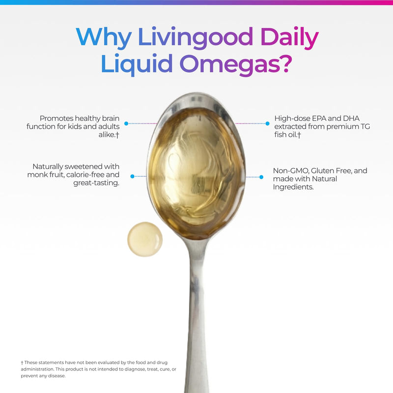 Livingood Daily Liquid Omega 3 Fish Oil, EPA & DHA Supplement, 200ml | TG Fish Oil, Heart Joint Brain Support, Fast Absorbing, Non GMO, Gluten Free, Made in USA, Orange Flavor, 80/40 Servings