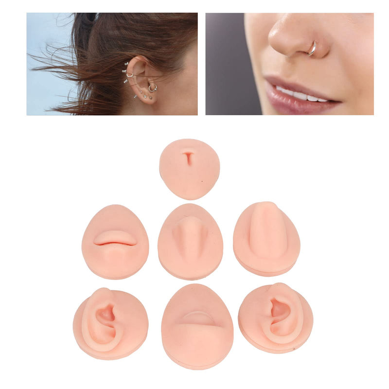 [Australia] - 7PCS Piercing Practice Body Parts,Simulation Soft Silicone Flexible Model Body Part,Ear Eye Nose Mouth Tongue and Belly Button Model,for Piercing Practice and Jewelry Display Acupuncture Teaching Tool 