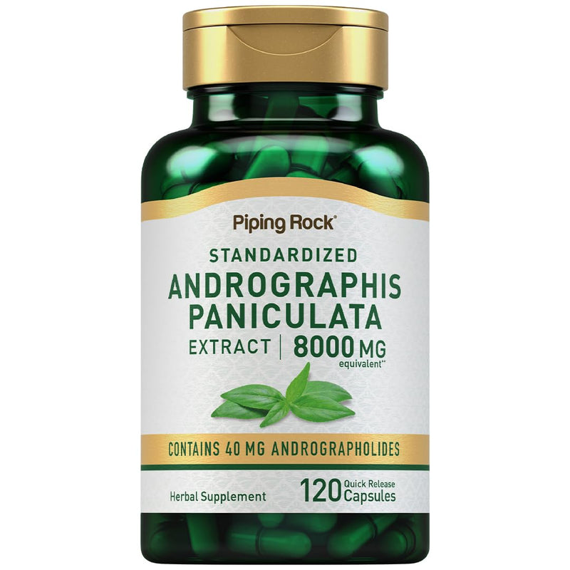[Australia] - Piping Rock Andrographis Paniculata Extract | 8000 mg | 120 Capsules | Standardized Herbal Supplement | Non-GMO, Gluten Free 
