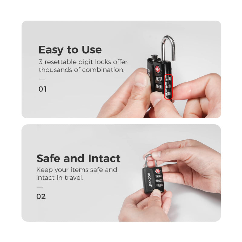 pack all Travel Accessories Bundle | Cable Luggage Locks(4 Pack) & TSA Luggage Lock(4 Pack)