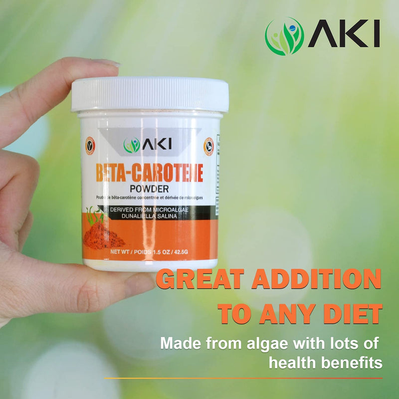 [Australia] - AKI Beta Carotene 10% Powder (1.5Oz, 42.52G) Highly Concentrated flavouring Fount of Vitamin A, May Helps to Support Body Functions, Skin, Immune System, and Eye | GMO Free & Vegan Friendly 