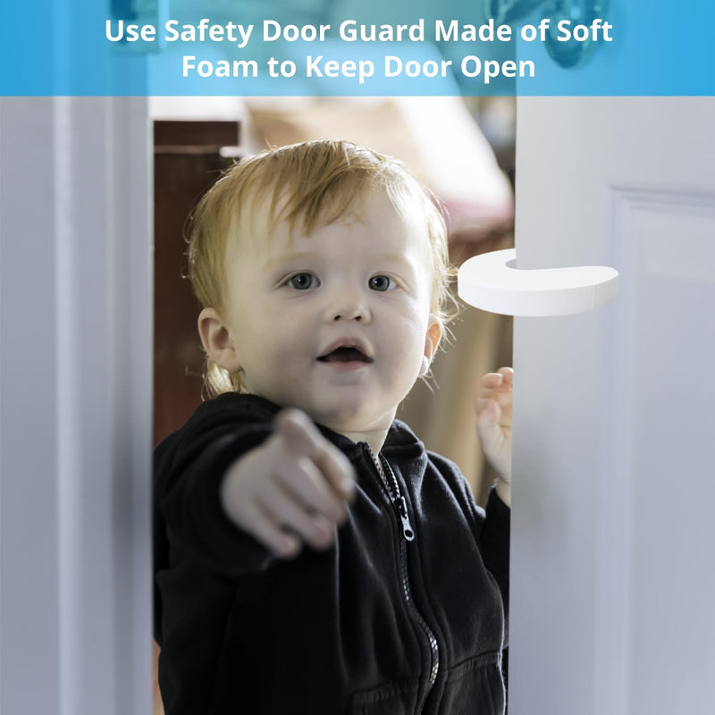 [Australia] - Door Pinch Guard and Door Slam Stopper 4pcs. Use Safety Door Guard Made of Soft Foam to Keep Door Open. Serves As a Door Protector for Kids White 
