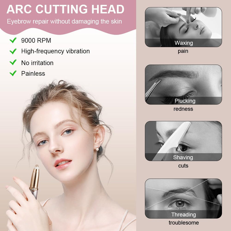 [Australia] - LOPHE eyebrow razor, eyebrow trimmer for women, eyebrow razor electric, painless and precision eyebrow trimmer for travel, on the go, gift (rose gold) rose gold 