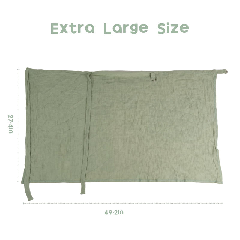 [Australia] - Muslin Nursing Covers for Baby Breastfeeding, Adjustable Privacy Nursing Apron Cover for Mom, Extra Large 100% Cotton Breastfeeding Cover with Rigid Hoop Multi-use Carseat Canopy (Roman Green) 49.2 x 27.4 inch Roman Green 