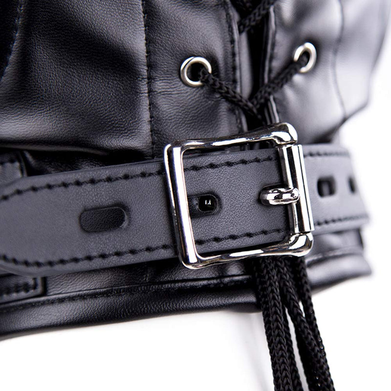 [Australia] - Leather Bondage Mask Hood Black 