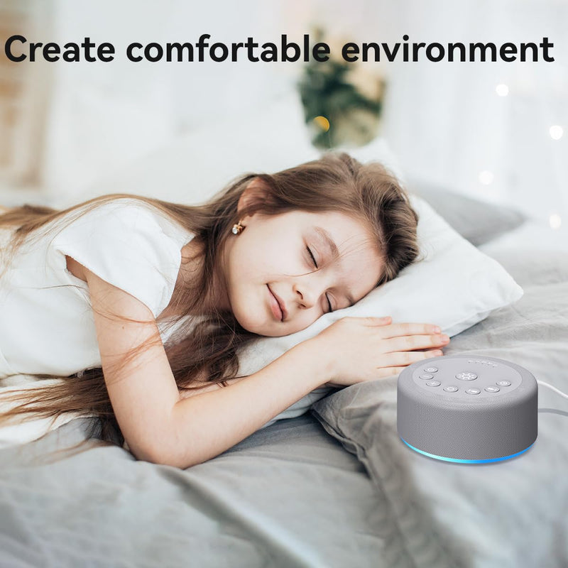 [Australia] - Sleep Sound Machine White Noise Machine 30 Non Looping Sounds 12 Night light Colors 5 Timers 36 Adjustable Volume Memory Function Brown Noise Sounds Machine for Baby kids Adult & Home Office Travel Grey 