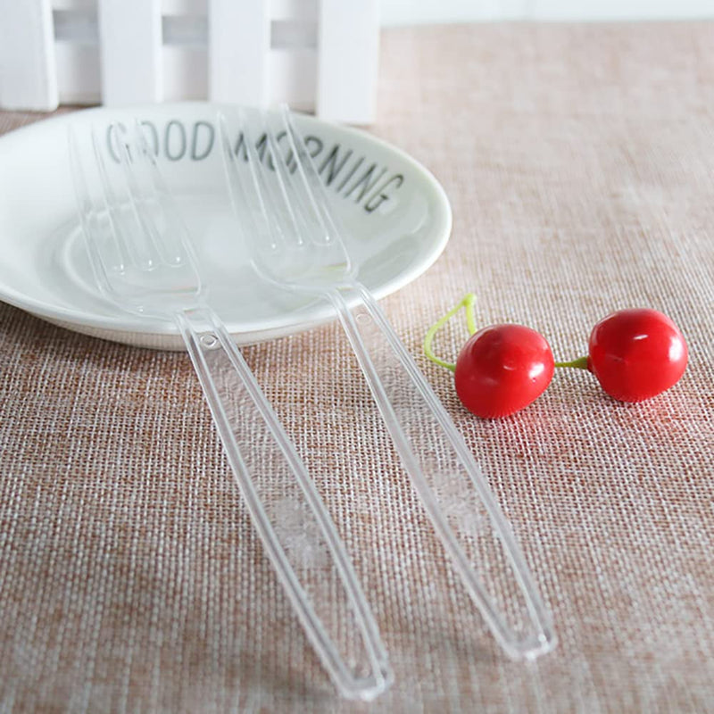 [Australia] - 100 Count Plastic Silverware, Heavy Weight Plastic Forks Spoons Disposable Utensils Cutlery Set for Wedding Party Supplies Everyday Use 100 