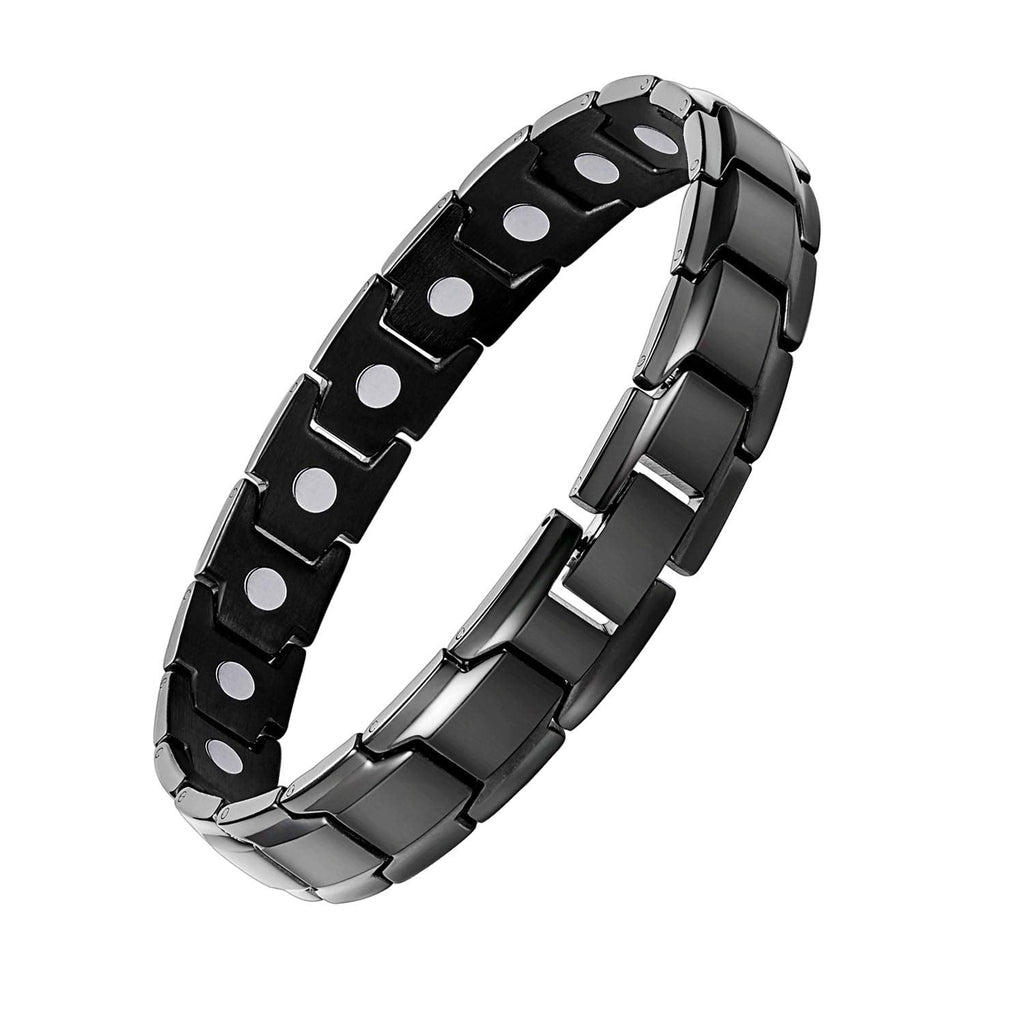 Feraco Mens Magnetic Bracelet, Effective Titanium Steel Magnet Bracelets with Sizing Tool, Black