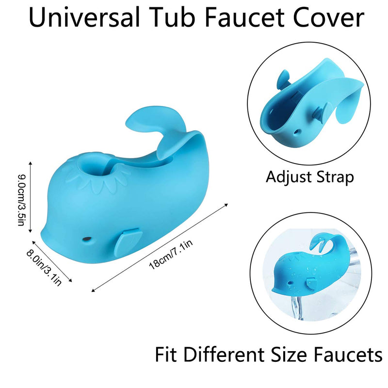 [Australia] - Bath Spout Cover, Faucet Cover Baby Bathroom Tub Faucet Cover Protector for Kids, Bathtub Spout Cover for Baby Kids Toddlers Protection Accessories Baby Safety Universal Bath Silicone Toys Whale Blue 