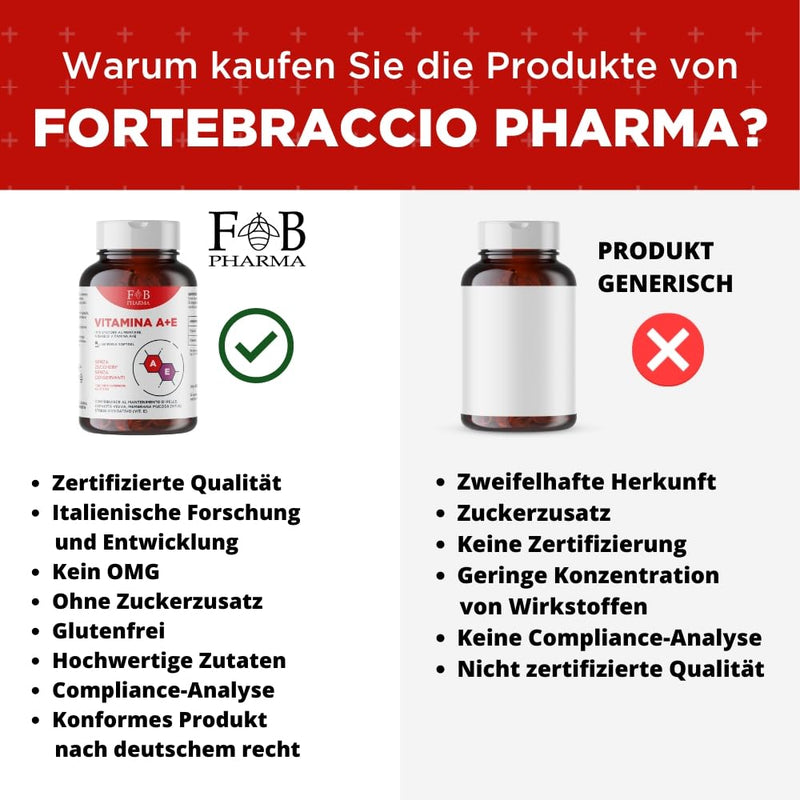 [Australia] - FB PHARMA - Dietary supplement with VITAMIN A 1000 mcg + VITAMIN E 47 mg - 180 SOFTGEL capsules - for the maintenance of normal VISION, SKIN and HAIR - formula developed in Italy 