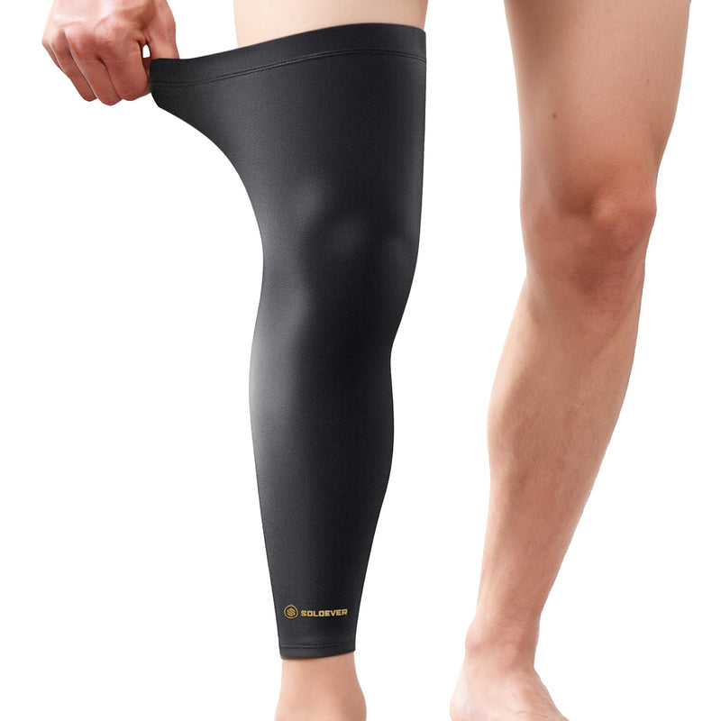 Copper Leg Compression Sleeve for Men & Women [360° Full Compression & Copper Infused] Knee Stabilizer Brace for Meniscus Tear, ACL, MCL, Arthritis & Joint Pain Relief, Calf & Thigh Support for Running Black S/M