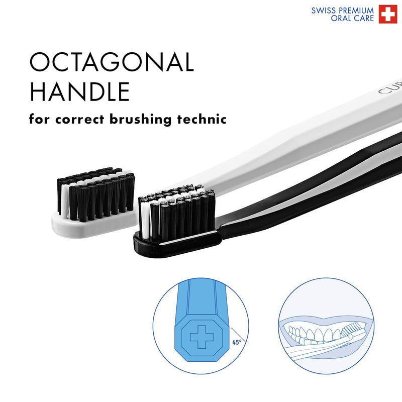 Curaprox Toothbrush Duo – for Adults | Stylish Black & White Ultra-Soft toothbrushes | Whitening-Friendly | Black/White | 2-Pack Black and White