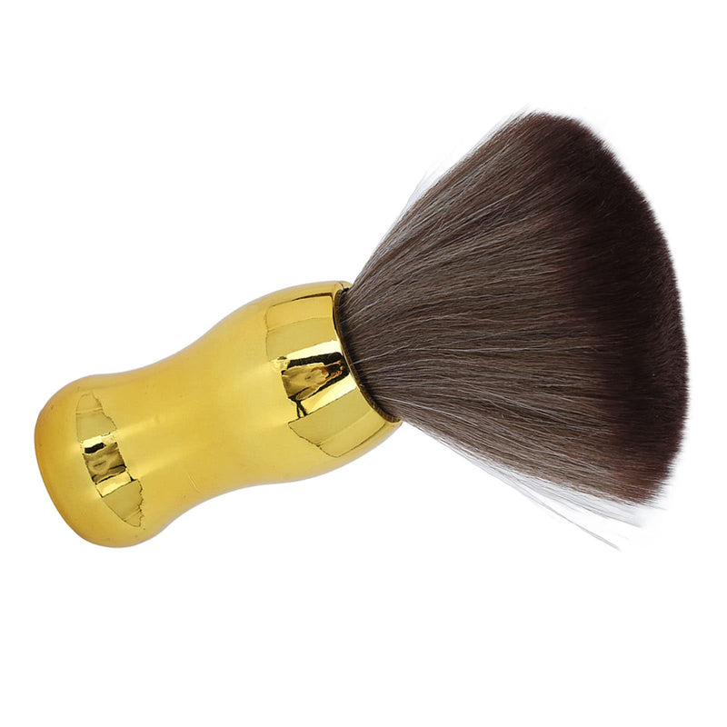 Hair Cut Neck Duster Barber Neck Hair Duster Brush, Barbershop Hair Sweeping Cleaning Brush for Face Neck, Soft Thick Nylon Hair Debris Dusting Brush Make up Brush with Gold Handle