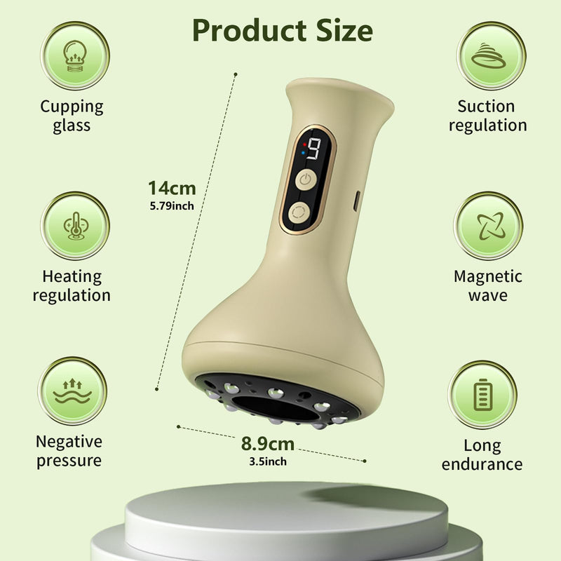[Australia] - 2 in 1 Handheld Gua Sha & Cupping Massager - 9 Modes Electric Vacuum Suction for Muscle Recovery, Body Sculpting Massage, Cordless Rechargeable for Back, Legs, Arms 