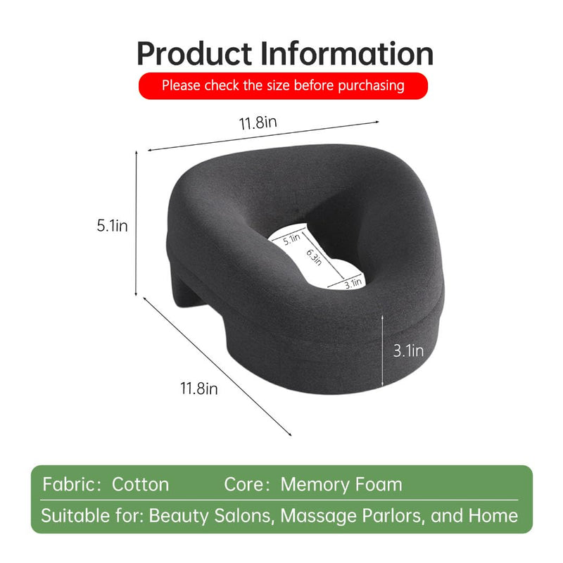 [Australia] - Face Down Pillow for Massage - Headrest Face Pillow for Bed, Stomach Sleeping, Prone Sleepers, Post-Eye Surgery Recovery, and Beach Tanning. Black 