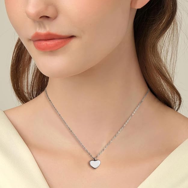 [Australia] - shajwo Cremation Heart Urn Necklace Ashes Jewelry for Women Men Keepsake Pendant Memorial Locket Ash Holder Silver 