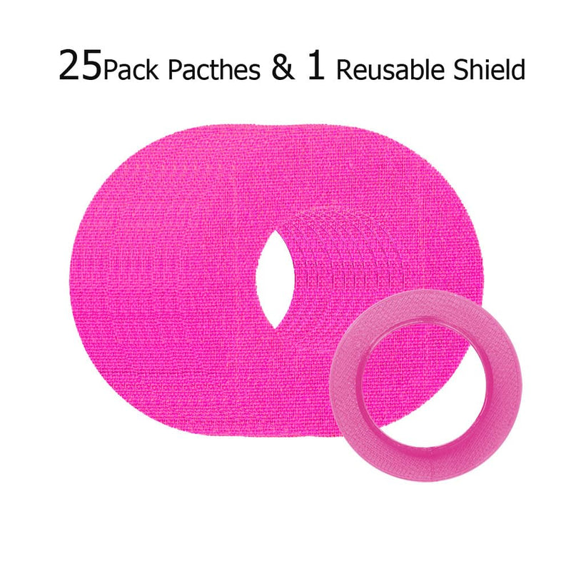 [Australia] - YOYOFOX Libre 2 Sensor Covers with Reusable Plastic Shield,25 Pack Libre 2 Adhesive Patches Sweatproof with Hole (Pink) Pink 