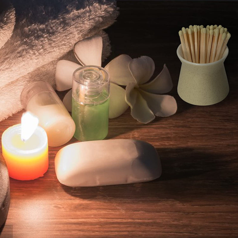 [Australia] - 2 Pack Match Holder with 6 Pcs Strikers, Handmade Ceramic Match Box for All Matches, Cute Home Decor Match Jar with Striker for Candle, Fireplace, Parlor. (Sold without Matches) (Off White) Off White 