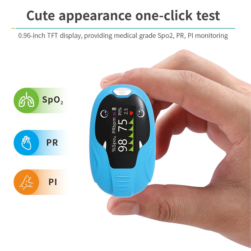 [Australia] - ESPOO Pediatric Pulse Oximeter Fingertip, Spo2 Pulse Oximeter for Kids with 20xMemory, Alarm & Brightness Adjustable(not for newborn/infant) 