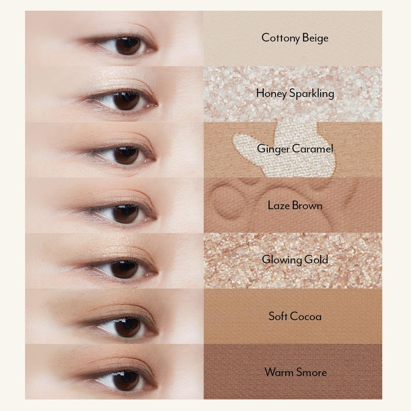 [Australia] - I'M MEME Wonder Soft Layer Palette - 7 Shades | Portable Size, Versatile, Blendable, Neutral Colors with Soft Texture, 01 My Teddy, 0.23 Oz 