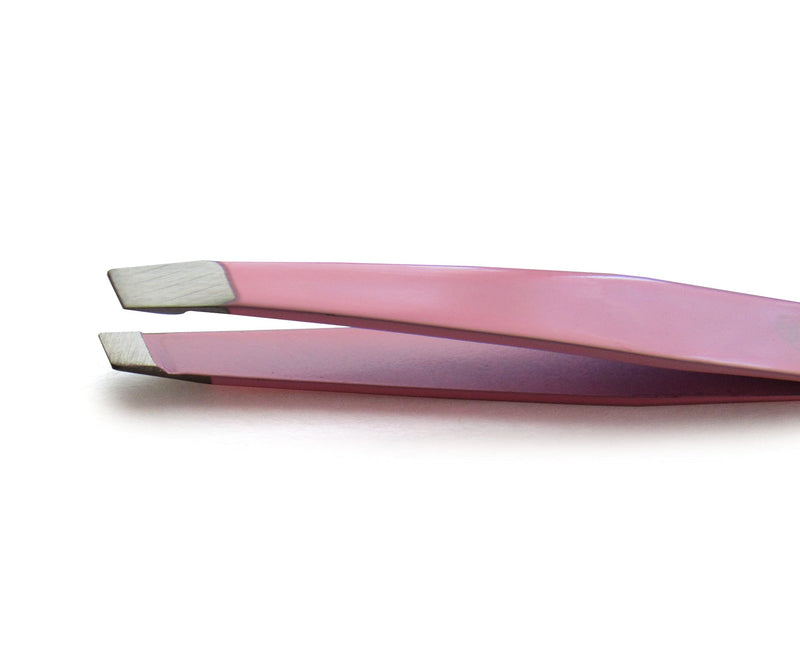 Precision Stainless Steel Eyebrow Tweezers Set In Pointed And Slanted Tip, Curved Brow Scissors, Comes With Pink Travel Case