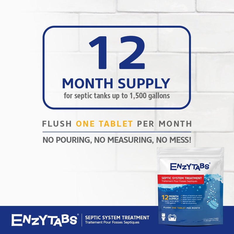 [Australia] - Septic Tank System Treatment, Billions of Enzyme Producing Bacteria Reduce Bad Odors and Help Prevent Backups, 12 Month Supply (12 tablets) 