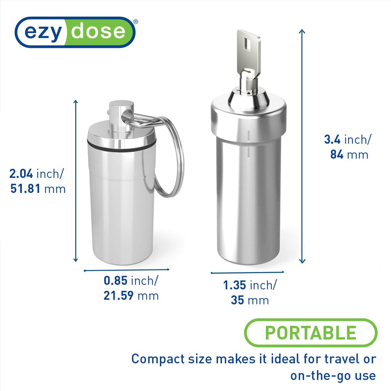 Ezy Dose Lockable Pill Fob & Keychain Bundle, Small & Large Compartments | Locking Design, Versatile Storage for Medicine & Vitamins, Safe for Money & Travel Items, Ideal For Travel Use, BPA-Free Silver Small and Large Set