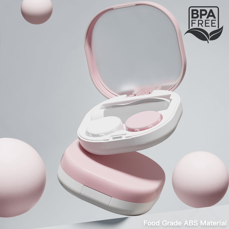 [Australia] - Contact Lens Case, Portable Contact Case with Contact Lens Applicator Tool and 3pcs Extra Solution Soaking Cases for Daily Vision Care and Outdoor Use, Travel Size (Pink) Blush Petal 