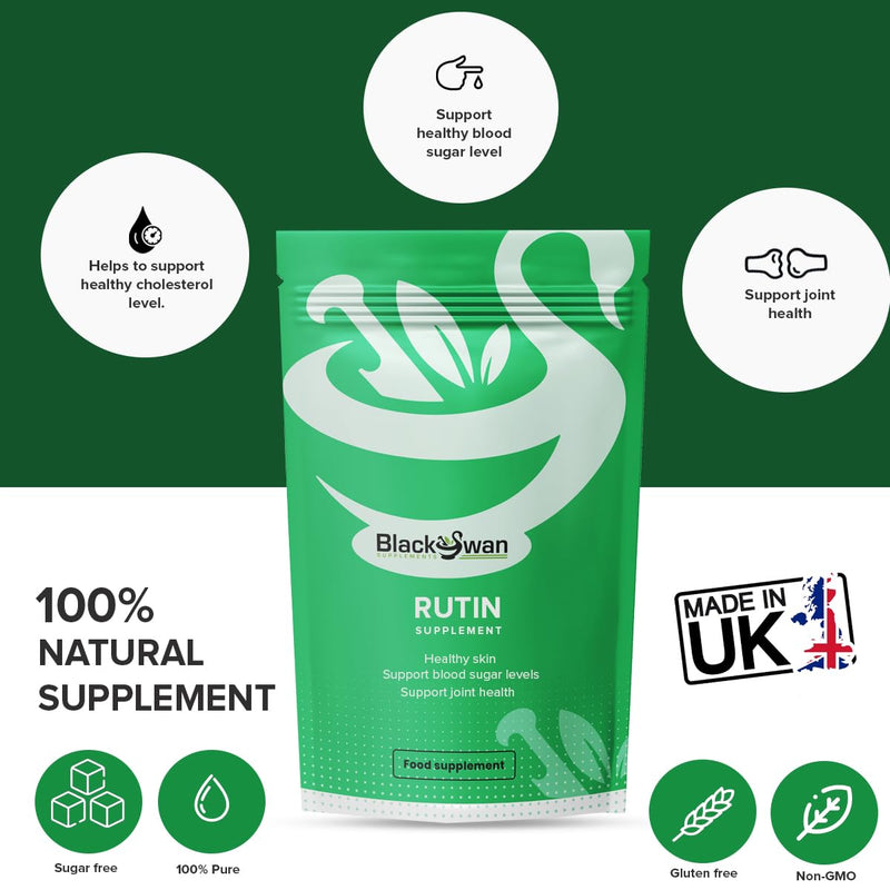 Black Swan Rutin Tablets - 500mg Antioxidant Formula Bioflavanoid Source Vitamin C Energy Boost Detoxification Nutrient Enriched Natural Supplement - 120 Tabs 4 Month Supply 0.01 g (Pack of 120)
