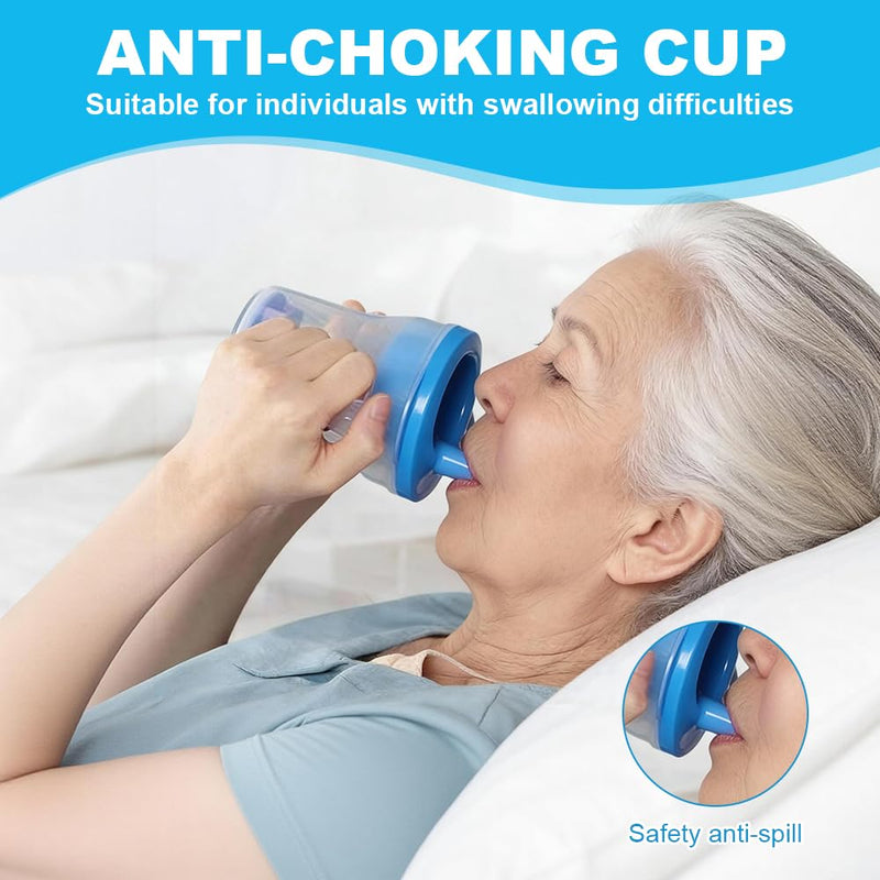 Dysphagia Cups for Adults, Medical Grade Dysphagia Regulating Drinking Cup&Non-Spill Beakers for Elderly with 5cc/10cc Flow Control, Safe for Stroke,Non Spill Cups for Elderly,Limited Mobility B
