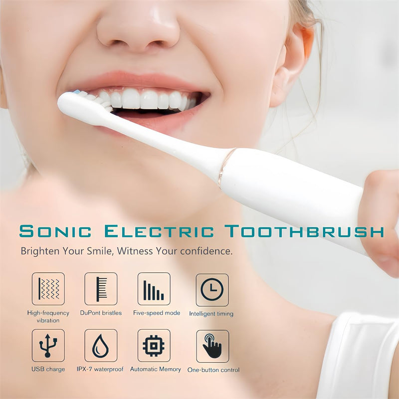 JIMBOBO 2024 Upgraded Electric Toothbrush for Teen Boys Girls USB Rechargeable Sonic Toothbrush with 8 Brush Heads 42000 VPM Whitening 6 Cleaning Modes 2 Min Smart Timer 60 Days Endurance (White) White-x3 1 Count (Pack of 1)