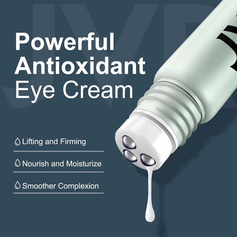 JVR Caffeine Eye Cream and Under Eyes Roller for Dark Circles 20 ml | Smooth away Puffiness, Fine lines, Under-Eyes Bags | Eye serum, Vitamin C, Hyaluronic acid