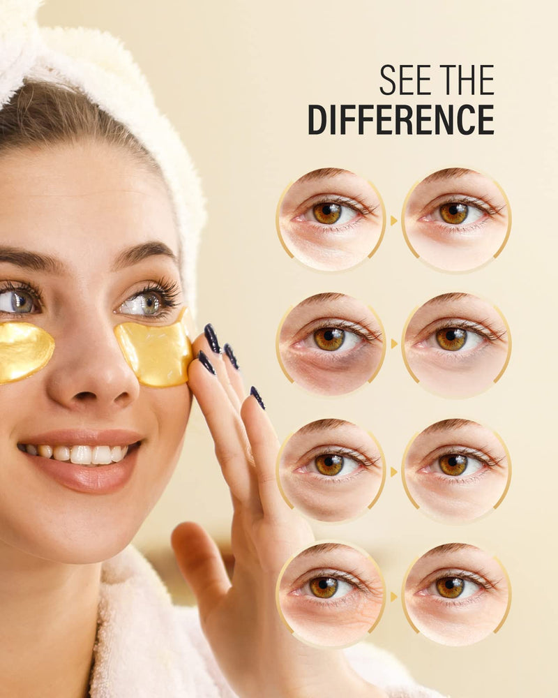 [Australia] - 24k Gold Under Eye Patches (25 Pairs), eye mask, Collagen Skin Care Products, Eye Patches for Puffy Eyes, eye masks for dark circles and puffiness 1 Count (Pack of 25) 