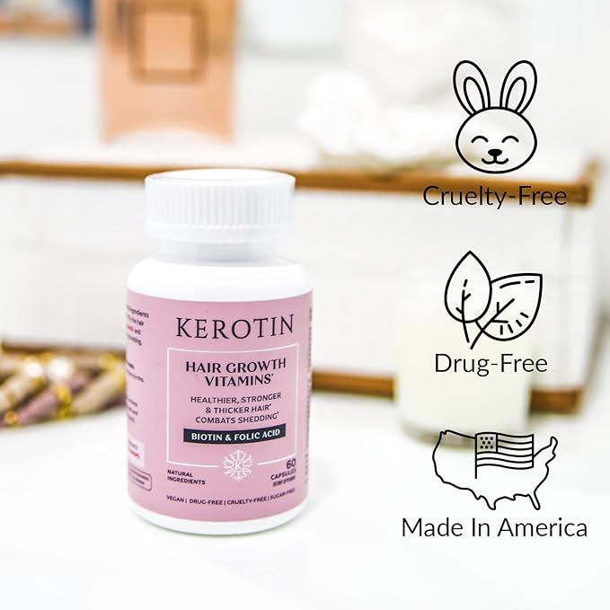 [Australia] - Kerotin Hair Growth Vitamins for Natural Longer, Stronger, Healthier Hair - Hair Loss Supplement Enriched with Biotin, Folic Acid, Saw Palmetto - Hair Vitamins to Grow Thick Hair - 60 Pills (1) 1 