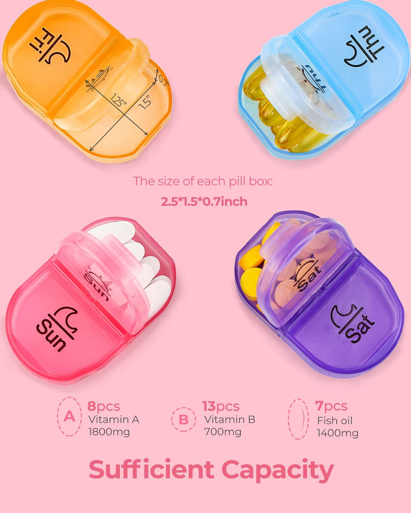 [Australia] - Cute Pill Organizer 2 Times a Day, PU Leather Pill Case for Women, Portable Weekly Pill Box for Purse with Storage Bag to Hold Vitamins/Medications/Fish Oils/Supplements, Pink 01-pink 