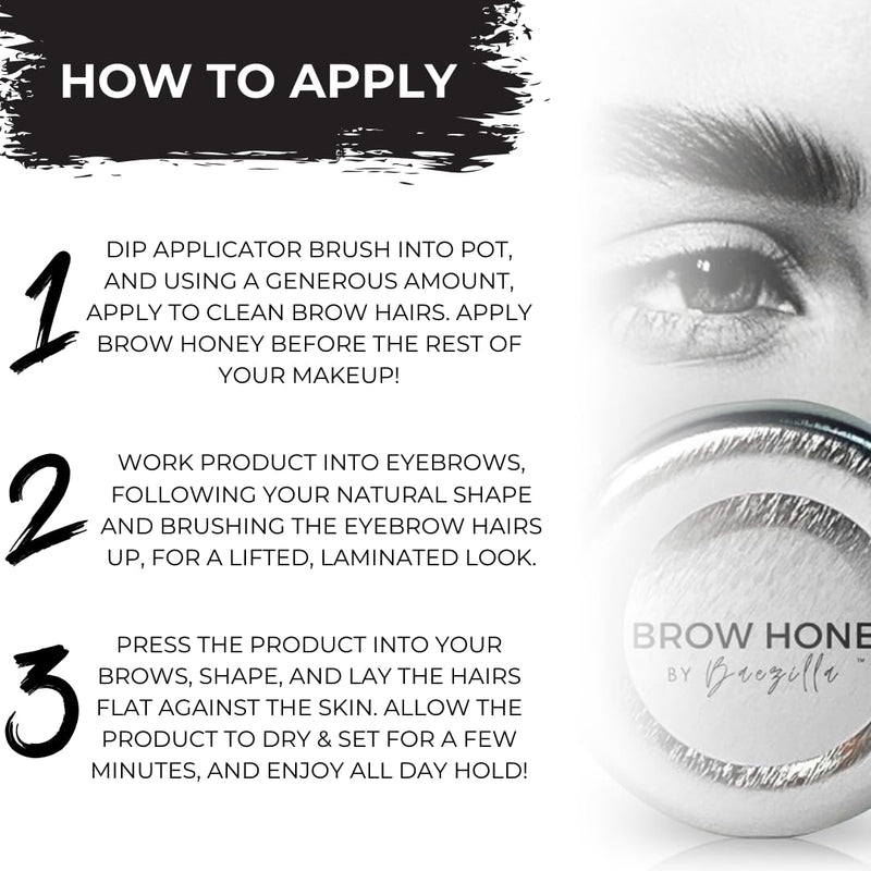 [Australia] - Brow Honey by Baezilla Eyebrow Gel Gift Set - Long Lasting Clear Gel With Brush & Waterproof Wax Lamination, Pack of 3 Variety Pack 