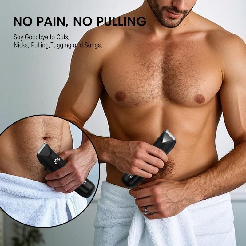 [Australia] - Manscape Trimmer for Men - Electric Body Hair Trimmer with Light, IPX7 Waterproof Electric Razor for Balls/Pubic/Groin/Legs/Chest Hair Removal, Lightweight with LED Display, Gifts for Him Dad 