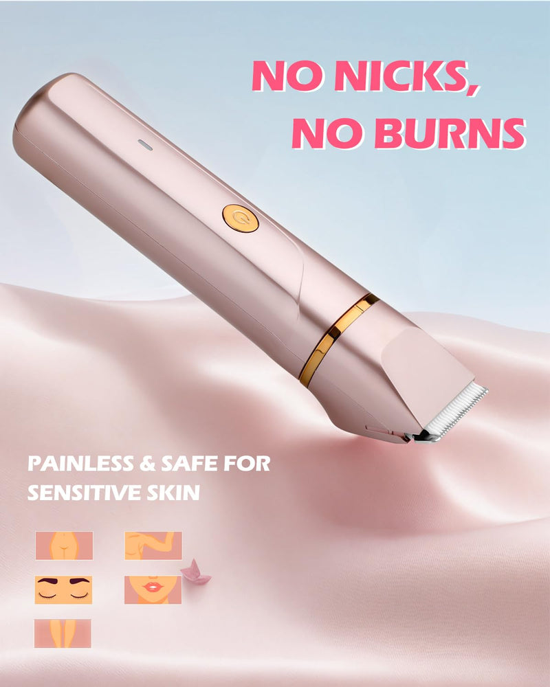 [Australia] - Bikini Trimmer for Women Electric Razors Personal Groomer for Face Pubic Hair Removal, Painless Electric Shaver for Private Area,Underarm, Legs, Arms, Rechargeable,IPX7 Waterproof Rose Pink 
