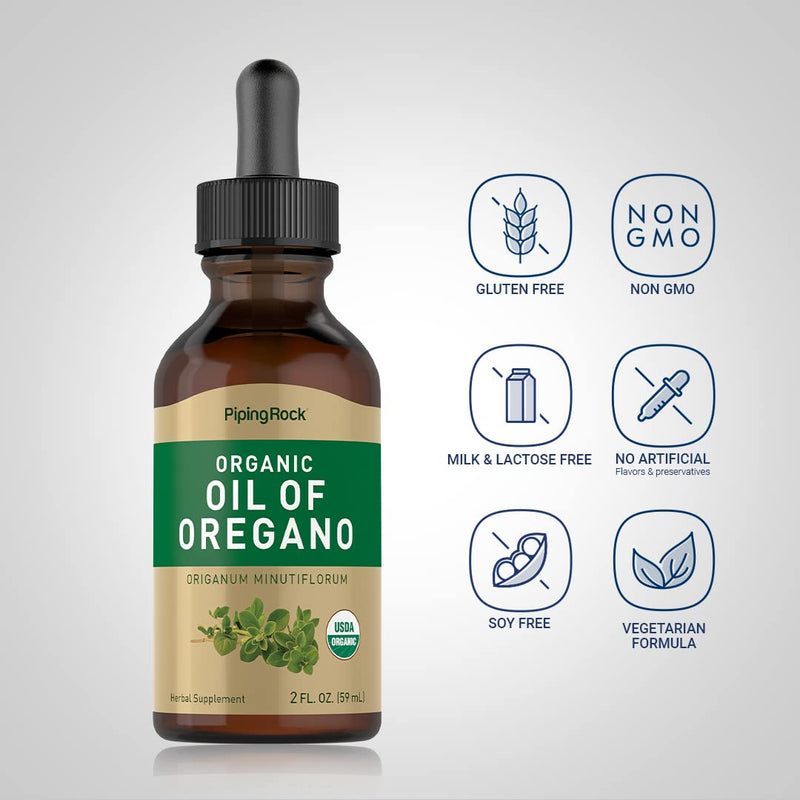 [Australia] - Piping Rock Oil of Oregano Organic Liquid Drops | 2 fl oz | with Extra Virgin Olive Oil | Herbal Extract Supplement | Non-GMO, Gluten Free 